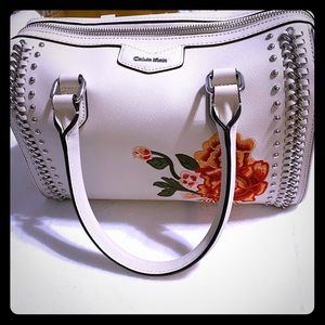 Calvin Klein Saffiano Embroidered satchel w/ bag